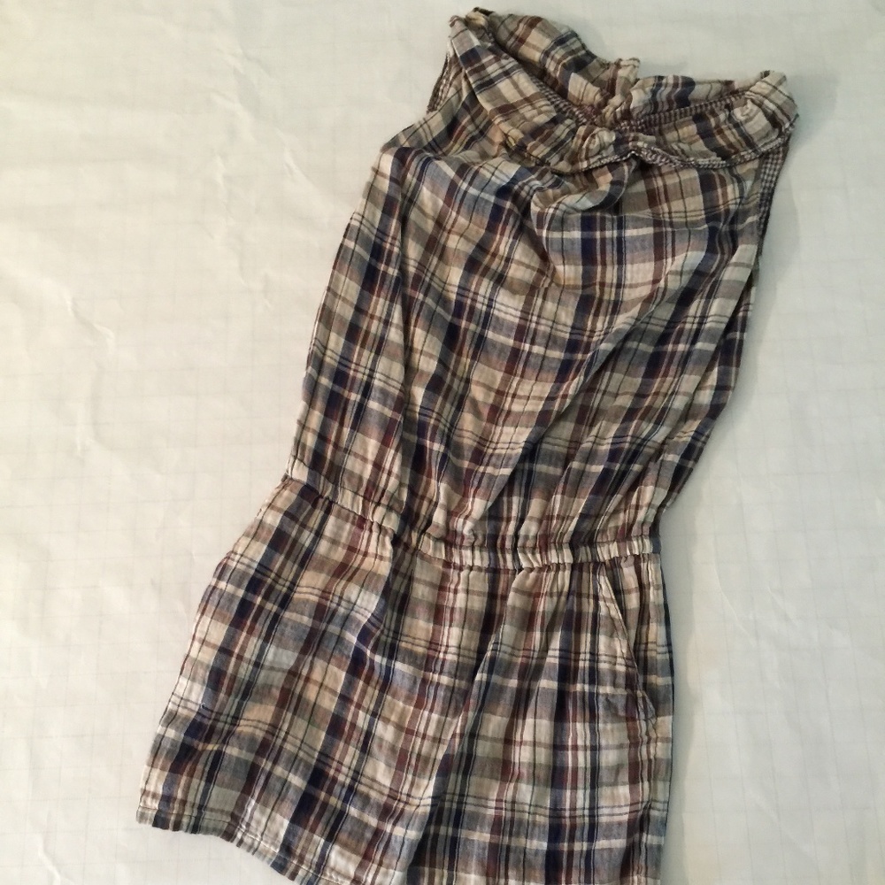 BROWN PLAID COTTON DRESS